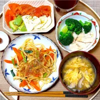 夕飯 焼きうどんなど|ふわふわさん