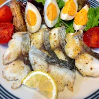 サワラのソテー　味付け卵