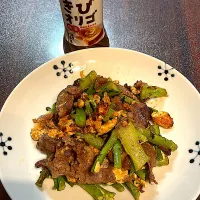 ブロッコリーの茎と牛肉の甘辛炒め|しえりママさん