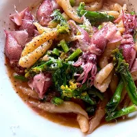 菜の花と蛍烏賊のトロフィエ