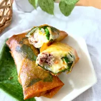 ポテトサラダと鯖の春巻き