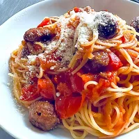 カリオストロの城風、ミートボールパスタ|くまちゃんさん