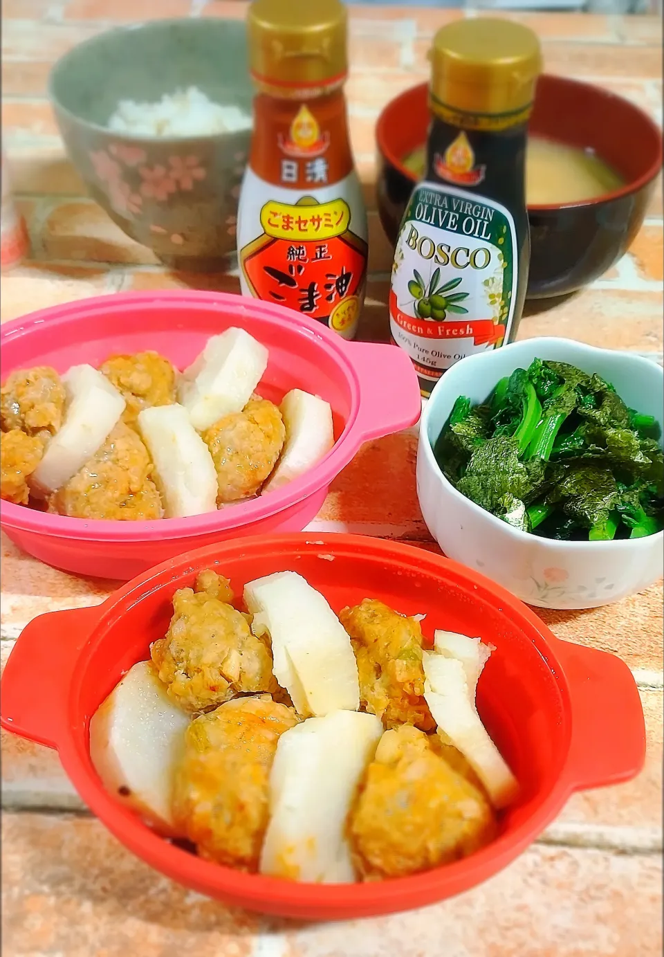 肉だんごと長芋のレンジ蒸し|みったんさん