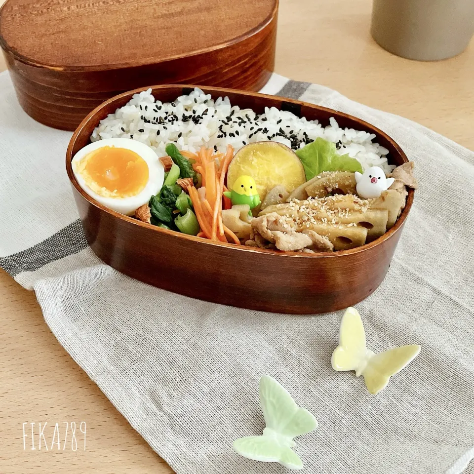 レンジでかんたん レンコンと豚肉のゴマ味噌炒め|FIKA789さん