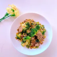 ブロッコリーと挽肉蒸し🥦🐖|sakiさん