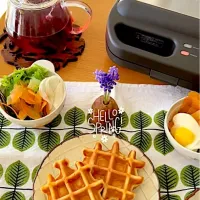 ワッフルの朝ごはん|むぎこさん