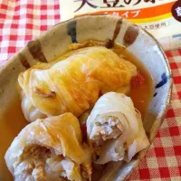 大豆ミートを使ってロールキャベツ|めめさん