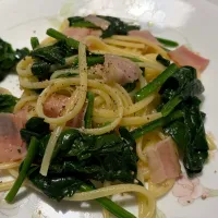 岩手県北上産のちじみホウレンソウのパスタ|お家でbar!さん
