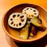 茄子と蓮根を煮たの|ヨシュアさん