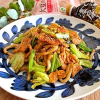 大豆のお肉で、三重県亀山ご当地グルメ"みそ焼きうどん"風