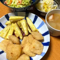 ＊ささみチーズフライとコールスロー、さつまいもスティックで晩ごはん♬＊|ultramarineさん