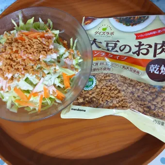 Snapdishの人気料理写真:大豆のお肉使いなサラダ( v^-゜)♪