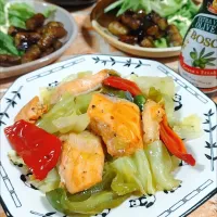 鮭とキャベツの蒸し煮