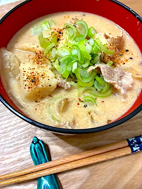 酒粕入り豚汁|単身赴任のっちさん