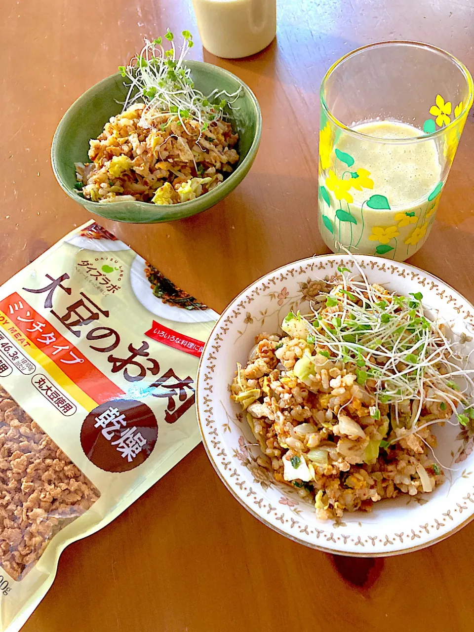 大豆のお肉乾燥タイプミンチで出汁炒飯🧡朝食に|さくたえさん