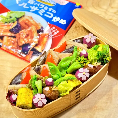 「メインディップ 豚バラなすのバルサミコ炒め」を使ってみたSnapdishの料理・レシピ写真:豚バラなすのバルサミコ炒め弁当