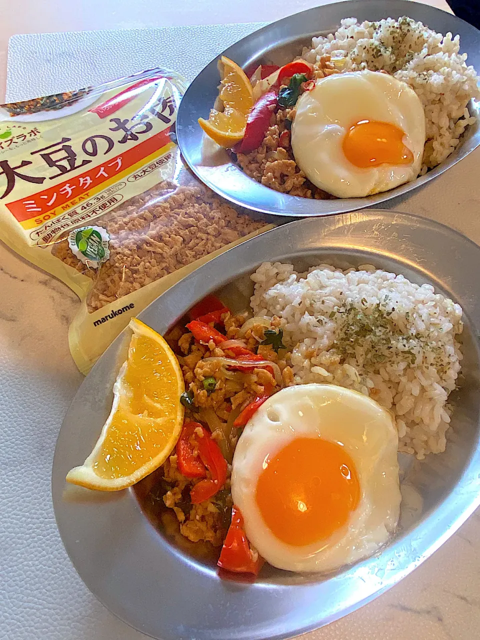 大豆のお肉の味染みガパオライス|ももこさん