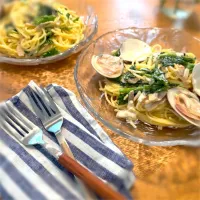 はまぐりと菜の花のゆず胡椒クリームパスタ|Rachelさん