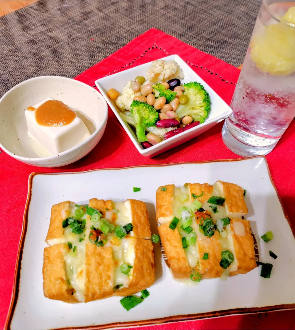 【主菜】厚揚げのネギ味噌チーズ焼き|シュビラさん