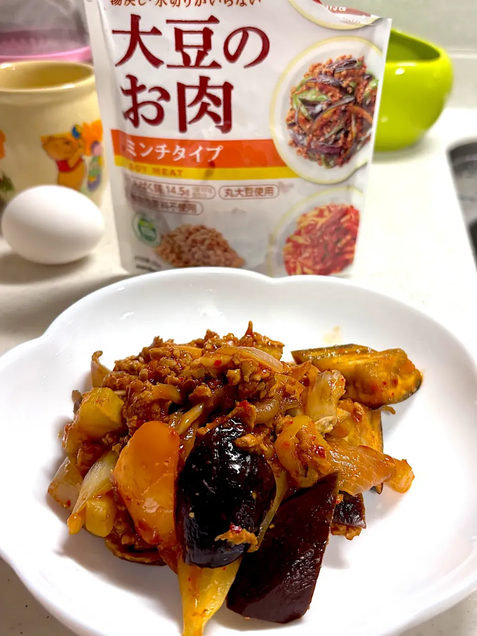 大豆ミートの色々野菜の麻婆茄子|たまちゃんさん