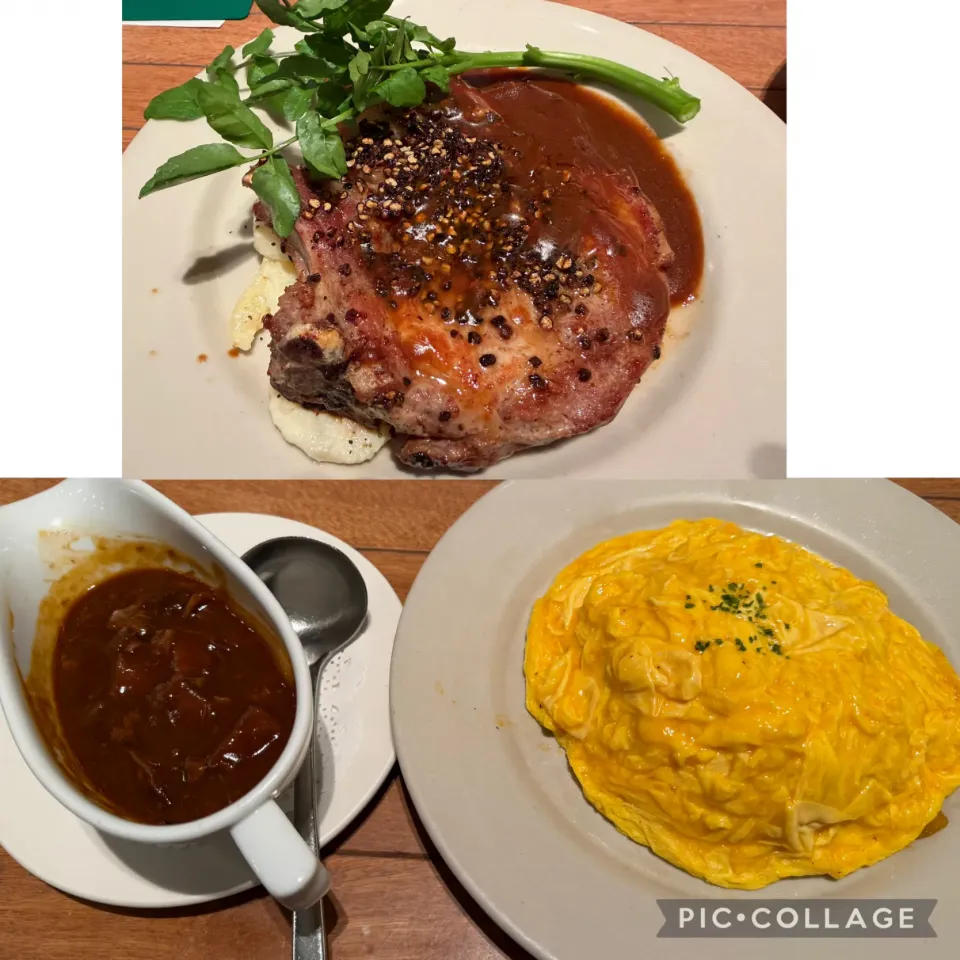 出張帰りのディナーは、ポークステーキとオムライスを@つばめグリル品川アトレ店。祝日前夜でどこも大混雑でしたが、美味しくいただきました。|sniper66さん