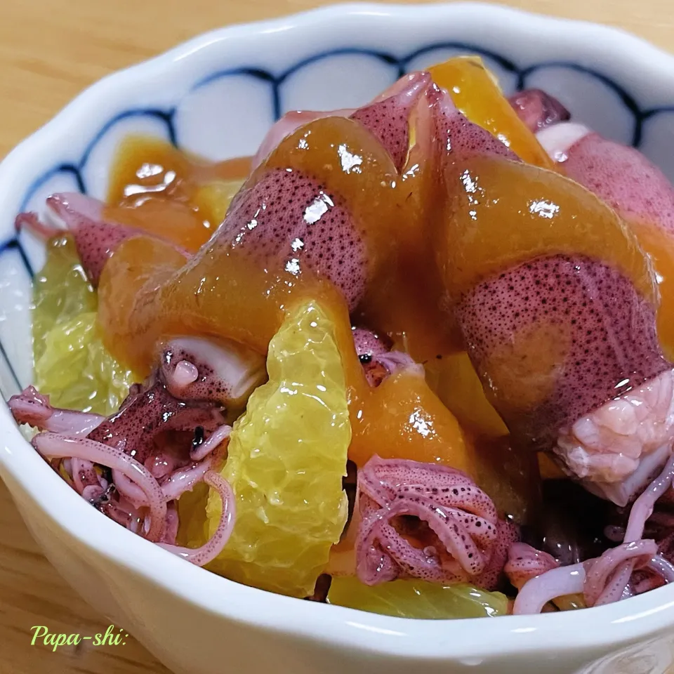 ホタルイカと甘夏の酢味噌がけ|パパ氏さん
