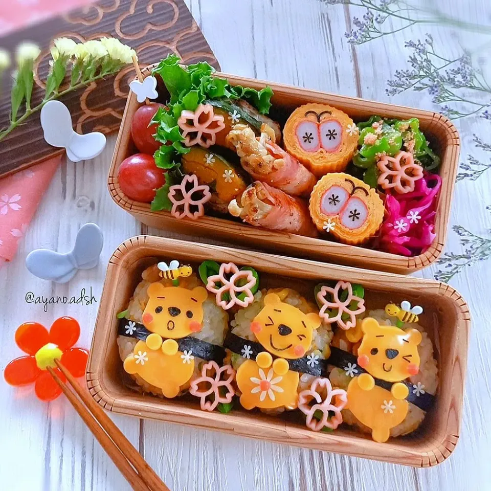 🌸プーさんおにぎり弁当🍯🐝🌱|ayano.adshさん