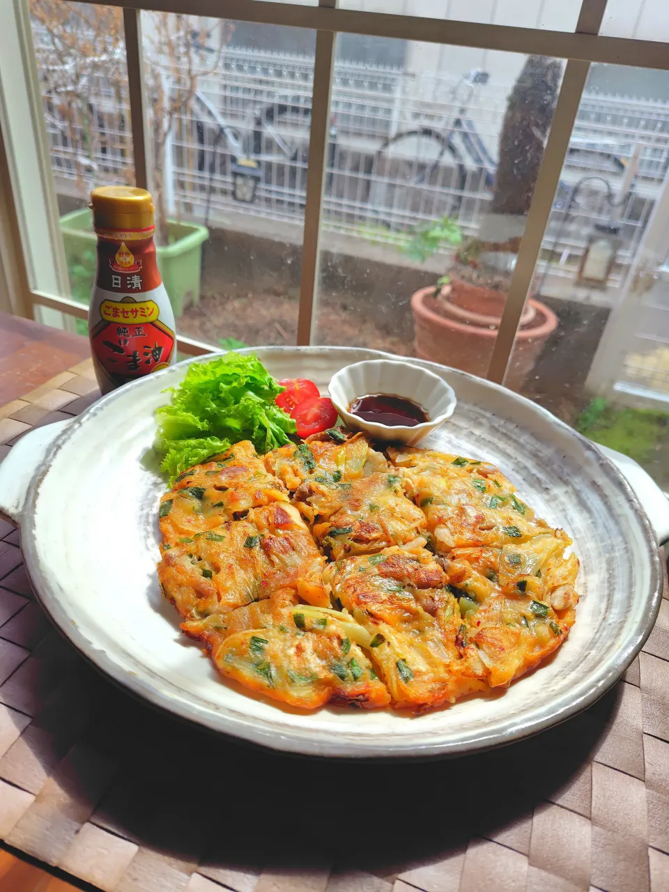 ごま油たっぷり蒸し焼きチヂミ|かよこさん