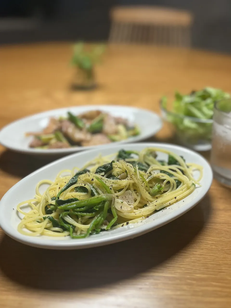 3/23の夕食　ほうれん草のペペロンチーノ|yoneさん