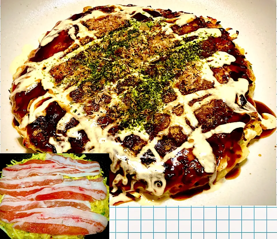 イベリコ豚とイカ、海老で                                      「Mixお好み焼き」|mottoさん