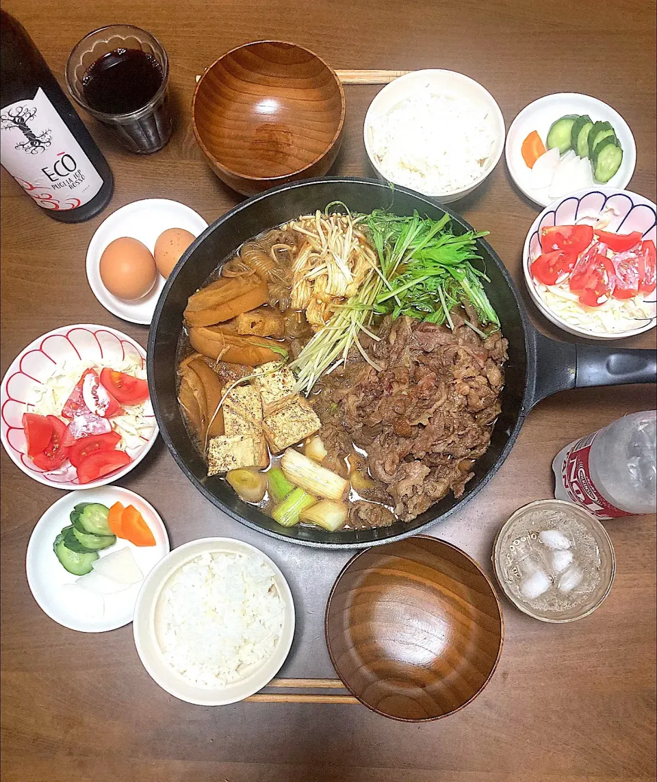 3月25日の晩御飯　今日から名古屋のなびのところに来ています。ウェルカムディナーになびがすき焼きを作ってくれました。|はやとさん