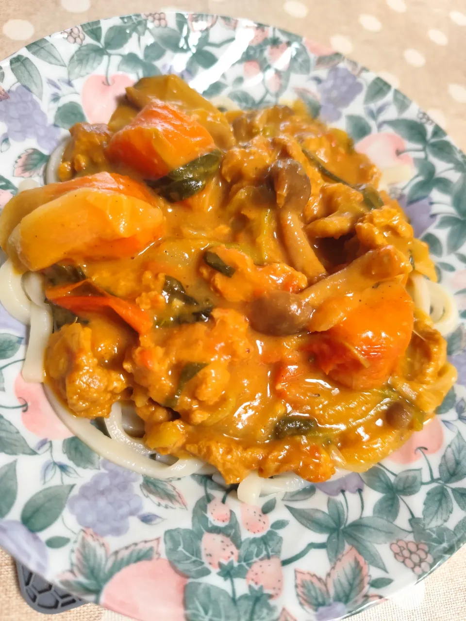 炊飯器で大豆のお肉ブロック、つぶみそ入りカレー後カレーうどん|m.rafuさん