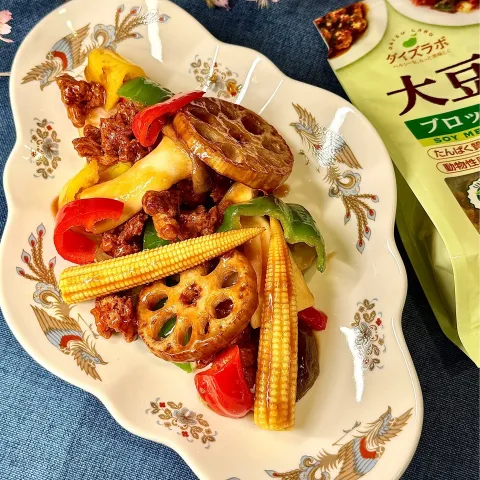「ダイズラボ 大豆のお肉ブロック 乾燥タイプ」を使ってみたSnapdishの料理・レシピ写真:大豆のお肉で酢豚🐽