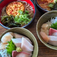 海鮮丼と天ぷら蕎麦