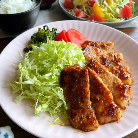 「辛みそ」を使ってみたSnapdishの料理・レシピ写真:豚の辛味噌漬け焼き