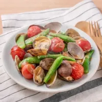 あさりとスナップエンドウ、ミニトマトのみそ炒め|マルコメ キッチンさん