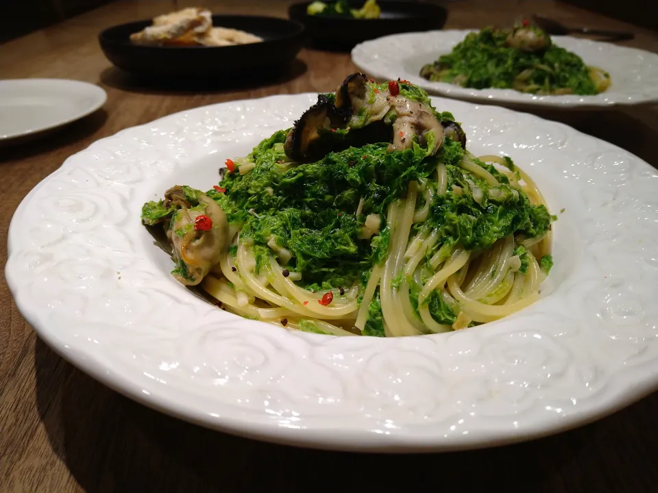 牡蠣と生青海苔のクリームパスタ|古尾谷りかこさん