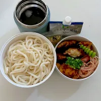 チキンカツ
たらこパスタ
シャウエッセン
卵焼き
ブロッコリー
枝豆
うどん(麺つゆ・揚げ玉)
補食：エナジーゼリー| ayumomさん