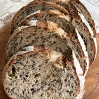 お花見の和惣菜に寄り添う、黒胡麻と蕎麦粉のカンパーニュ🌸 Black Sesame & Cheese Campagne