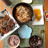 旦那作🧑‍🍳　日曜ブランチ　テンジャンチゲ、プルコギ、ゲランマリ、オモニキムチ✨🇰🇷|BUBUさん