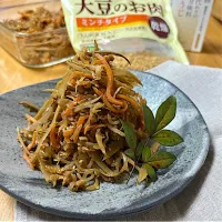 大豆のお肉乾燥ミンチタイプでいつものきんぴら牛蒡