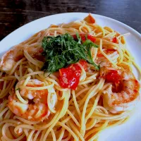 糀甘酒でエビとトマトのアーリオオーリオ🌶|KOZUEさん