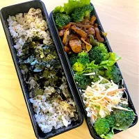 ダイズラボ炒め物、シーザーサラダ、ブロッコリー大好き、ゆかりと鮭わかめ混ぜご飯、明昼飯シリーズ|masaさん