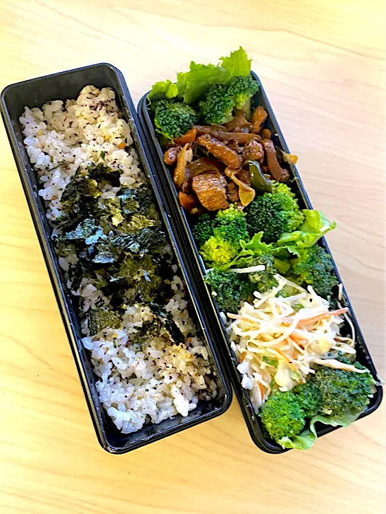 ダイズラボ炒め物、シーザーサラダ、ブロッコリー大好き、ゆかりと鮭わかめ混ぜご飯、明昼飯シリーズ|masaさん