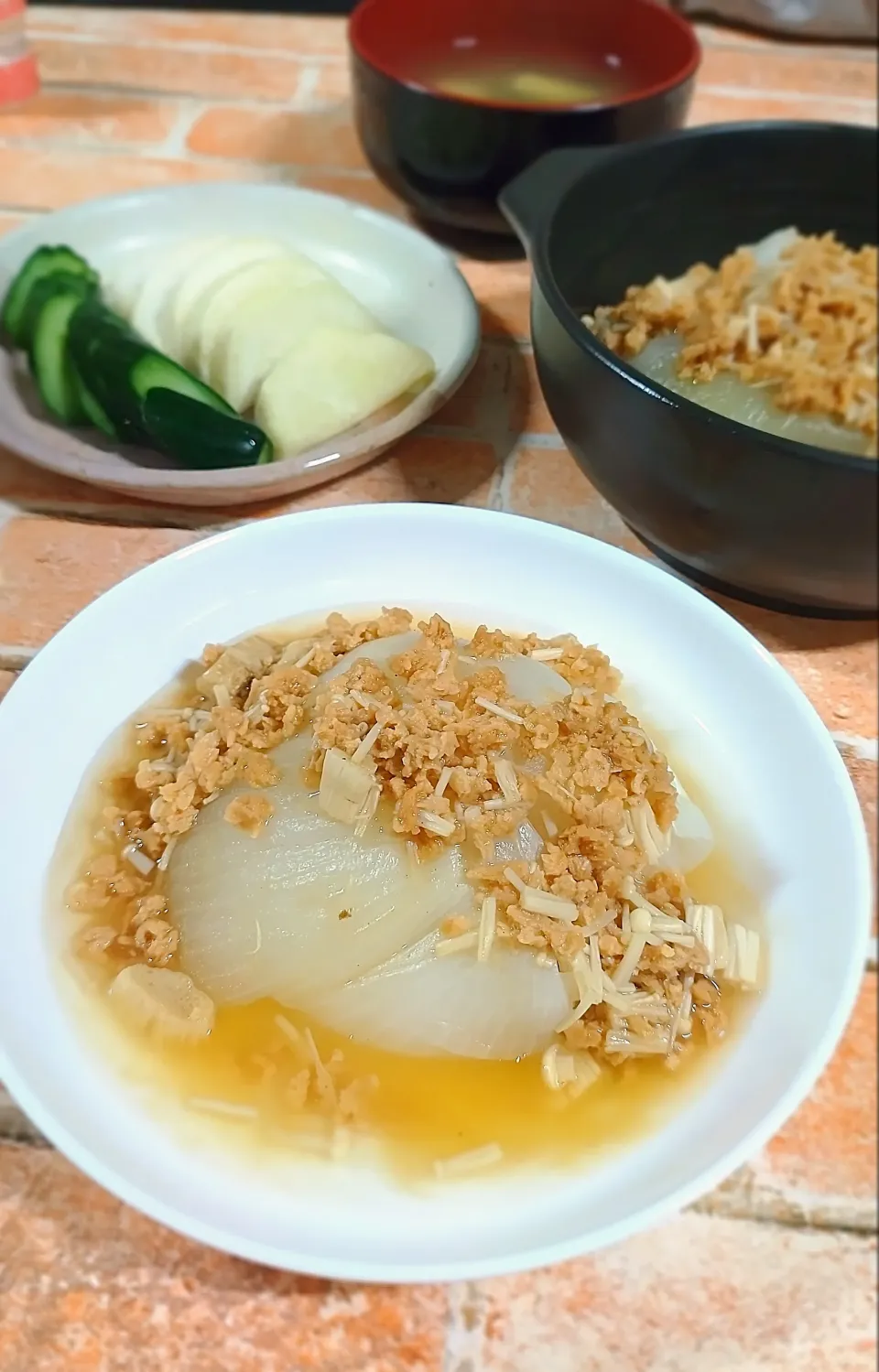 新たまの丸ごとレンジ蒸し大豆そぼろあんかけ|みったんさん