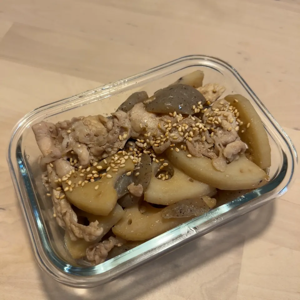 ＊豚肉と蓮根とこんにゃくの甘辛煮|nullさん