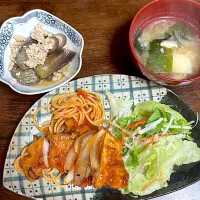 トンテキとナスのひき肉あんかけ|てつ子さん