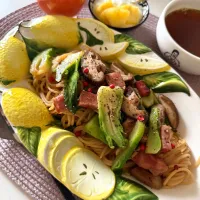 ゆかりさんの料理 子持ち高菜とベーコン椎茸の和風パスタ〜ゼンブヌードル使用〜|ゆかりさん