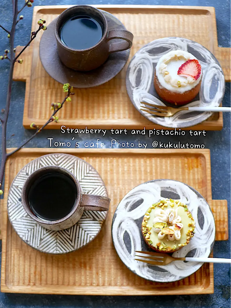 いちごタルト🥧とピスタチオタルト🥧|kukulutomo ❁𓎪 ⡱𓎩‎𐩢𐩺𓎪 ⡱さん