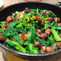 ホタルイカと菜の花のプランチャ